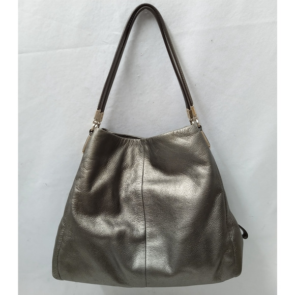 Coach Madison Phoebe Gray Leather 3 Compartments Shoulder Bag - Picture 2 of 16